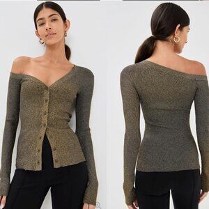 STAUD Craftsman Metallic One-Shoulder Sweater (NWT)
